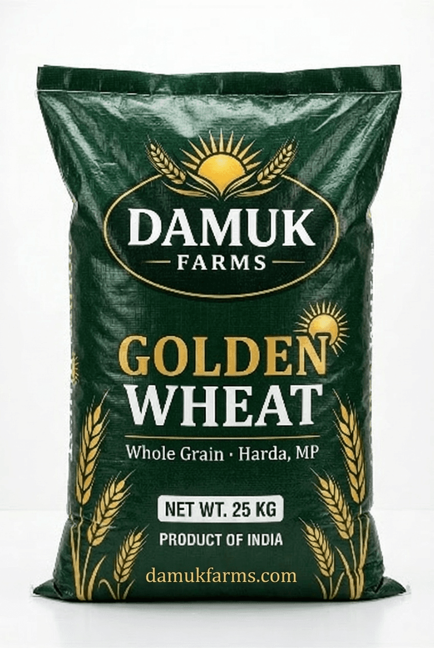 DAMUK Farms Golden Wheat whole grain sack, net weight 25 kg, Harda MP